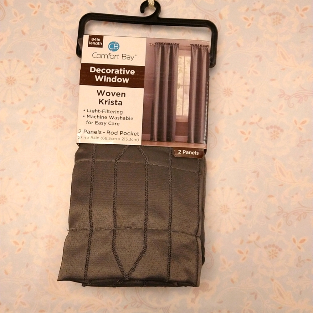 NEW Comfort Bay Light Filtering Window Curtains 2 Panels 27"/84"